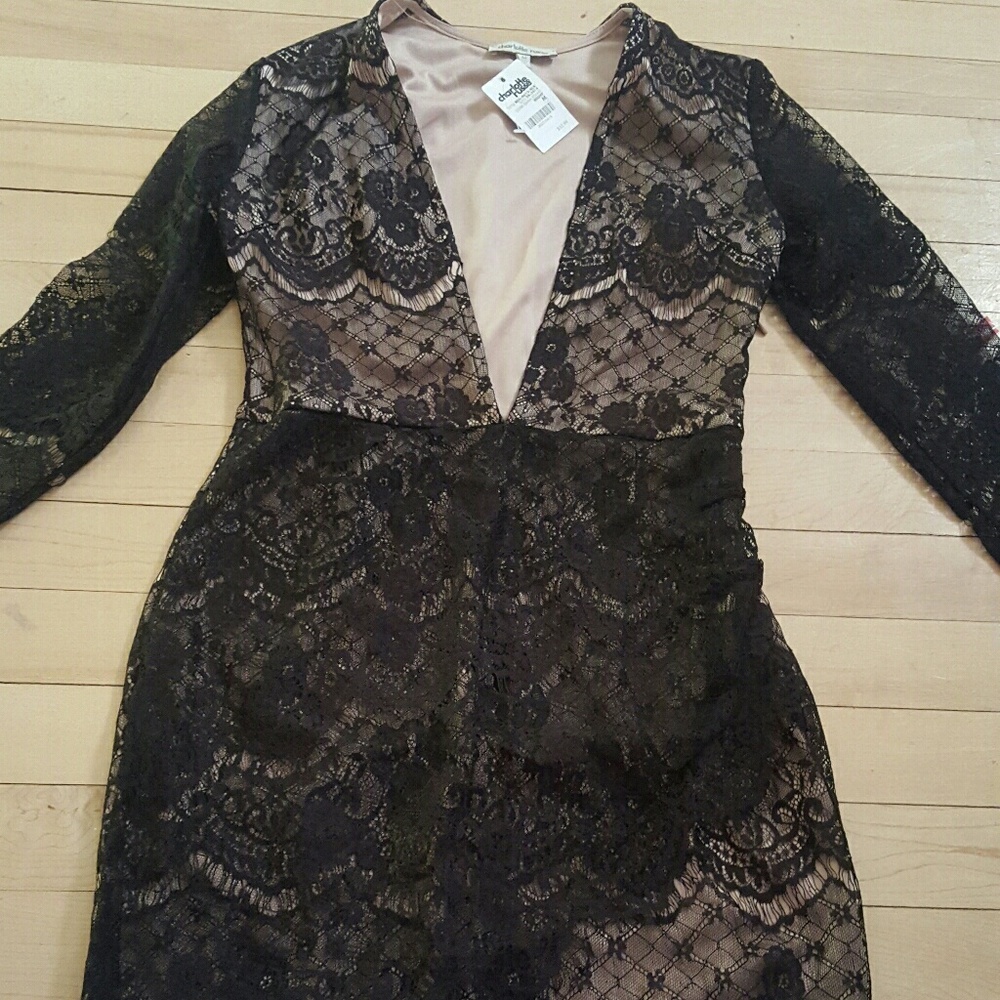 Charlotte Russe lace deep plunge dress M
